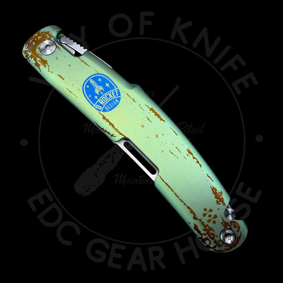 D Rocket Kazekiri — “Green Nana” Limited Edition– Titanium Slipjoint Folder (S35VN)