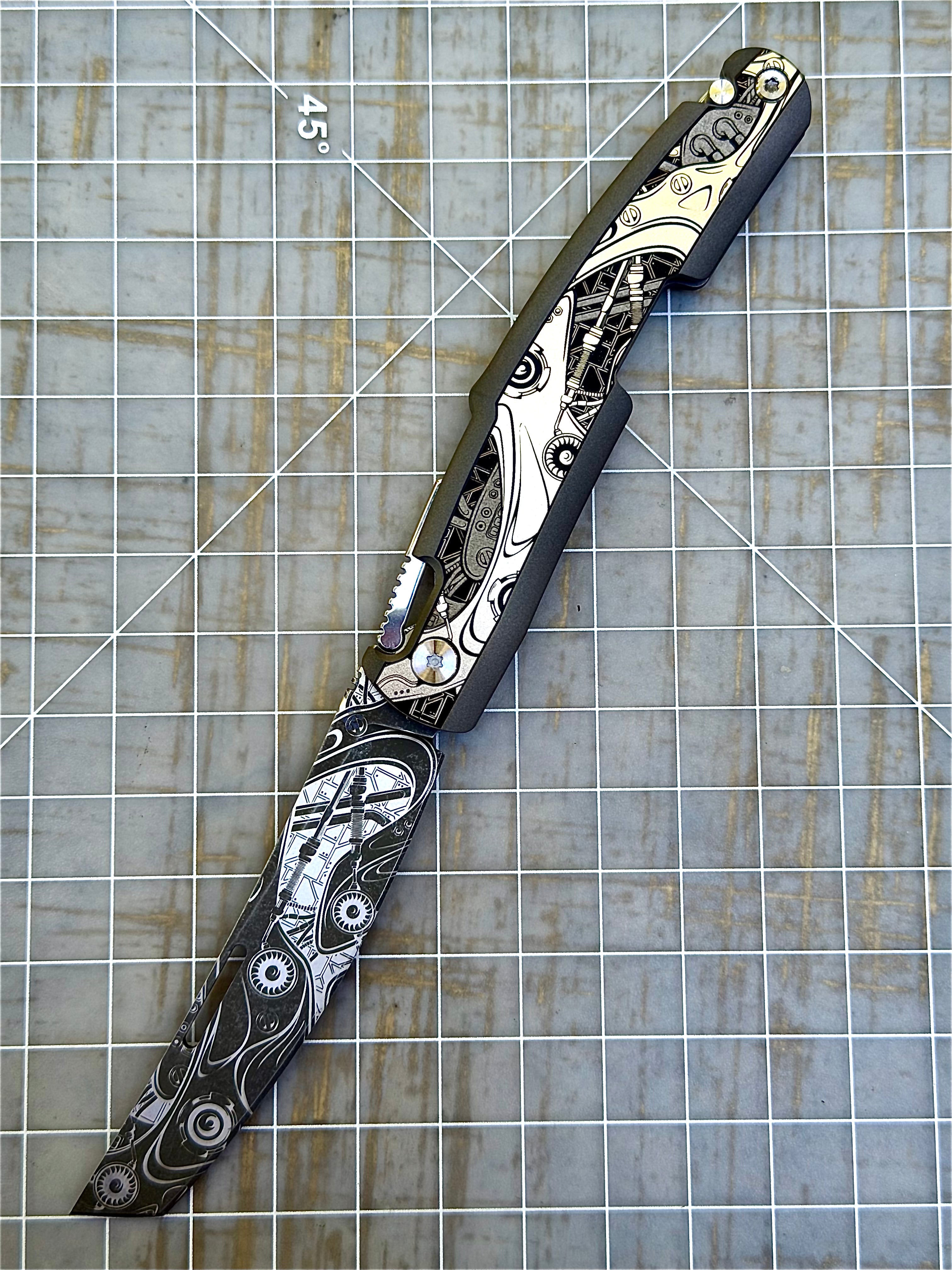 Steampunk Kazekiri Art – Titanium Slipjoint Folder (S35VN)