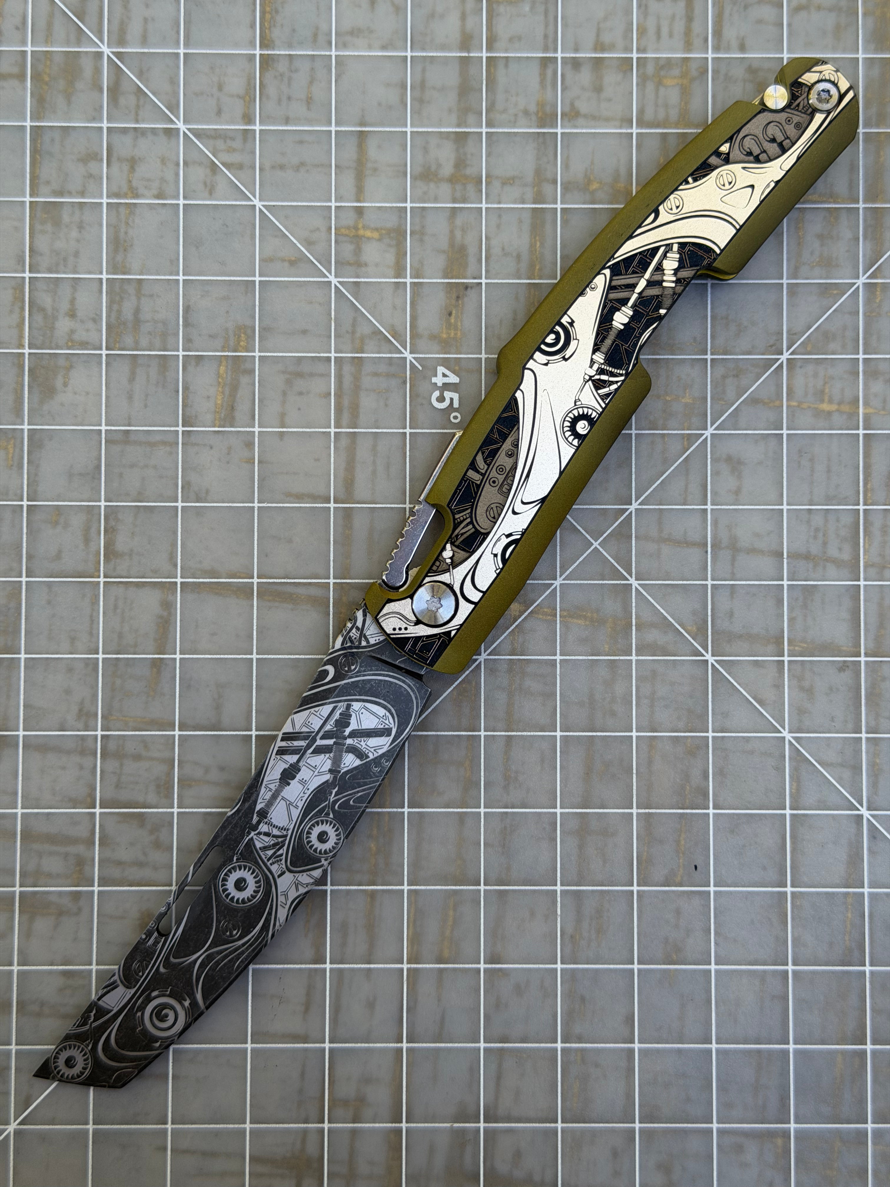Steampunk Kazekiri Art – Titanium Slipjoint Folder (S35VN)