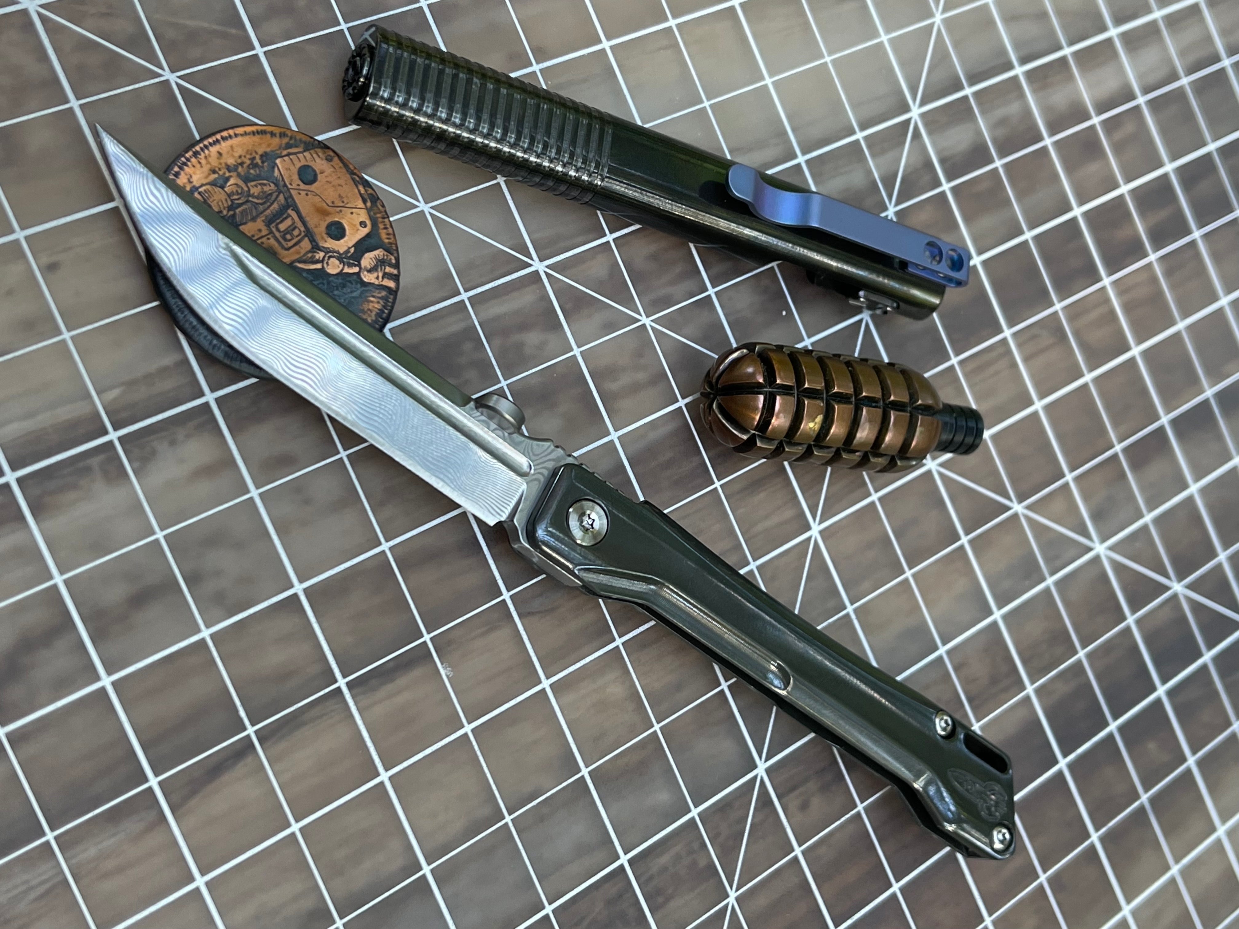 Exotic Zirc and Timascus OB (Onna-Bugeisha) Modern Front Flipper
