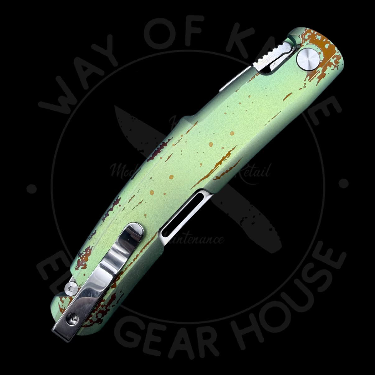 D Rocket Kazekiri — “Green Nana” Limited Edition– Titanium Slipjoint Folder (S35VN)
