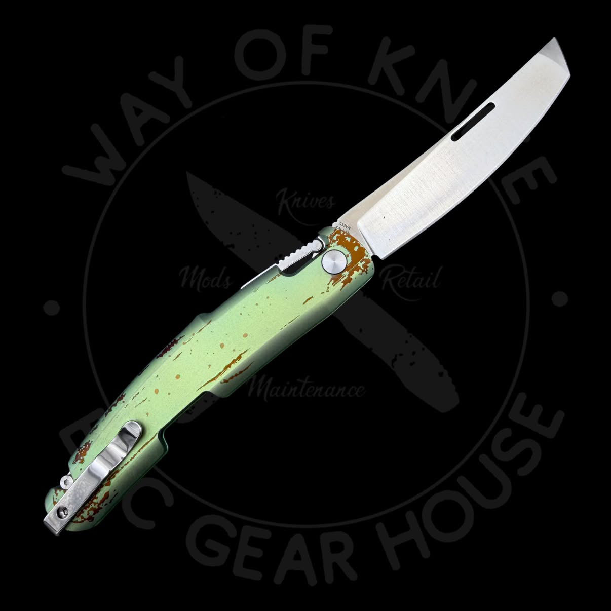 D Rocket Kazekiri — “Green Nana” Limited Edition– Titanium Slipjoint Folder (S35VN)