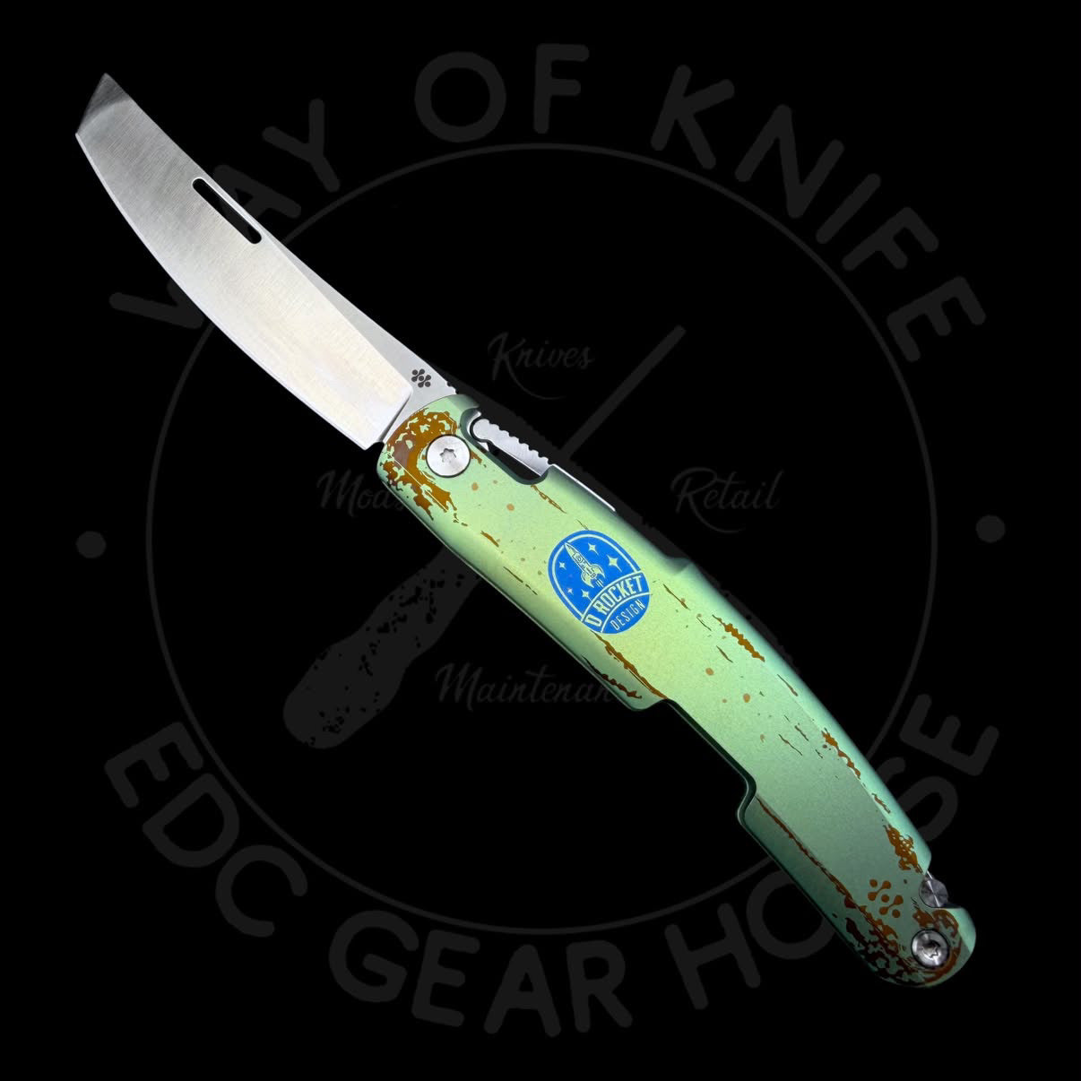 D Rocket Kazekiri — “Green Nana” Limited Edition– Titanium Slipjoint Folder (S35VN)
