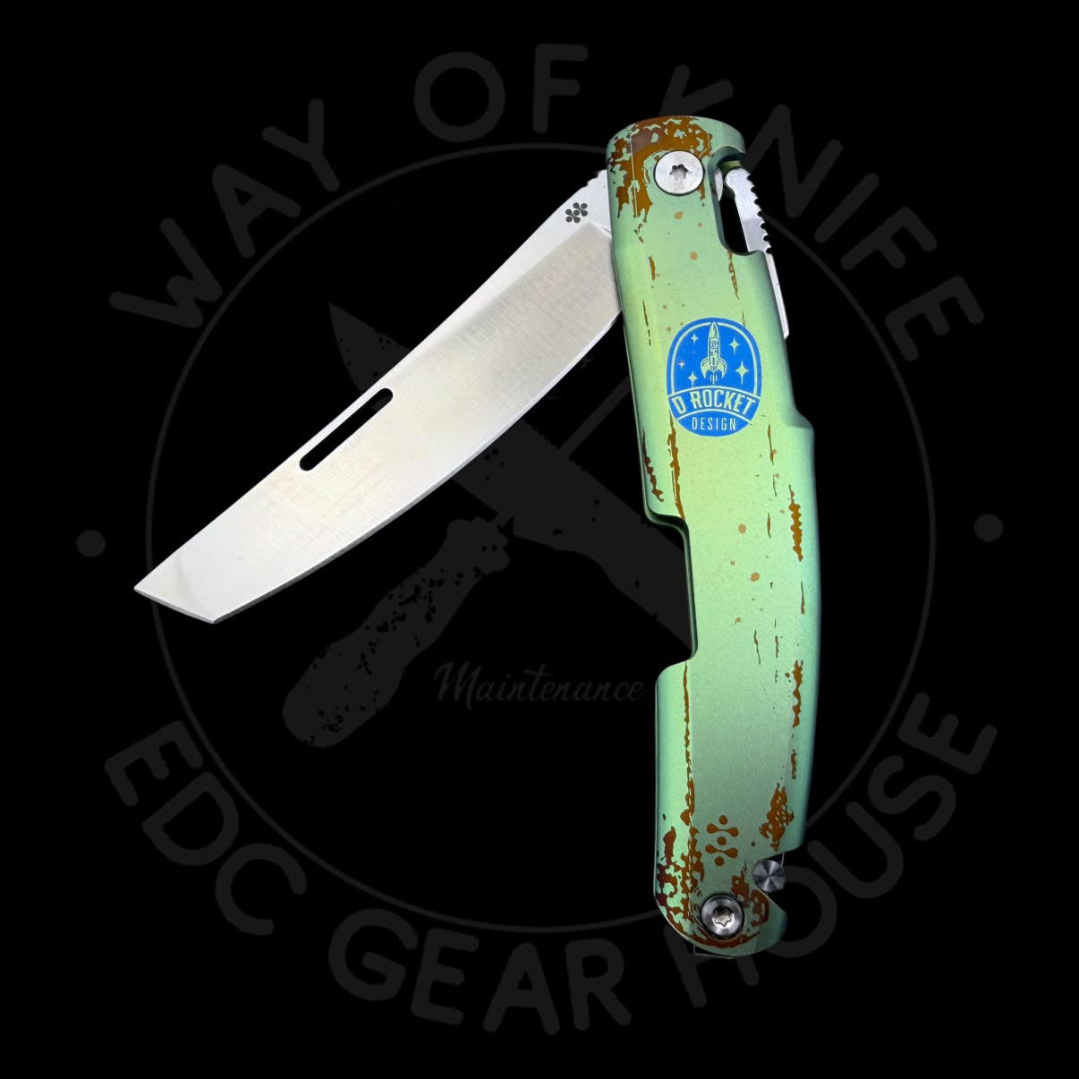 D Rocket Kazekiri — “Green Nana” Limited Edition– Titanium Slipjoint Folder (S35VN)