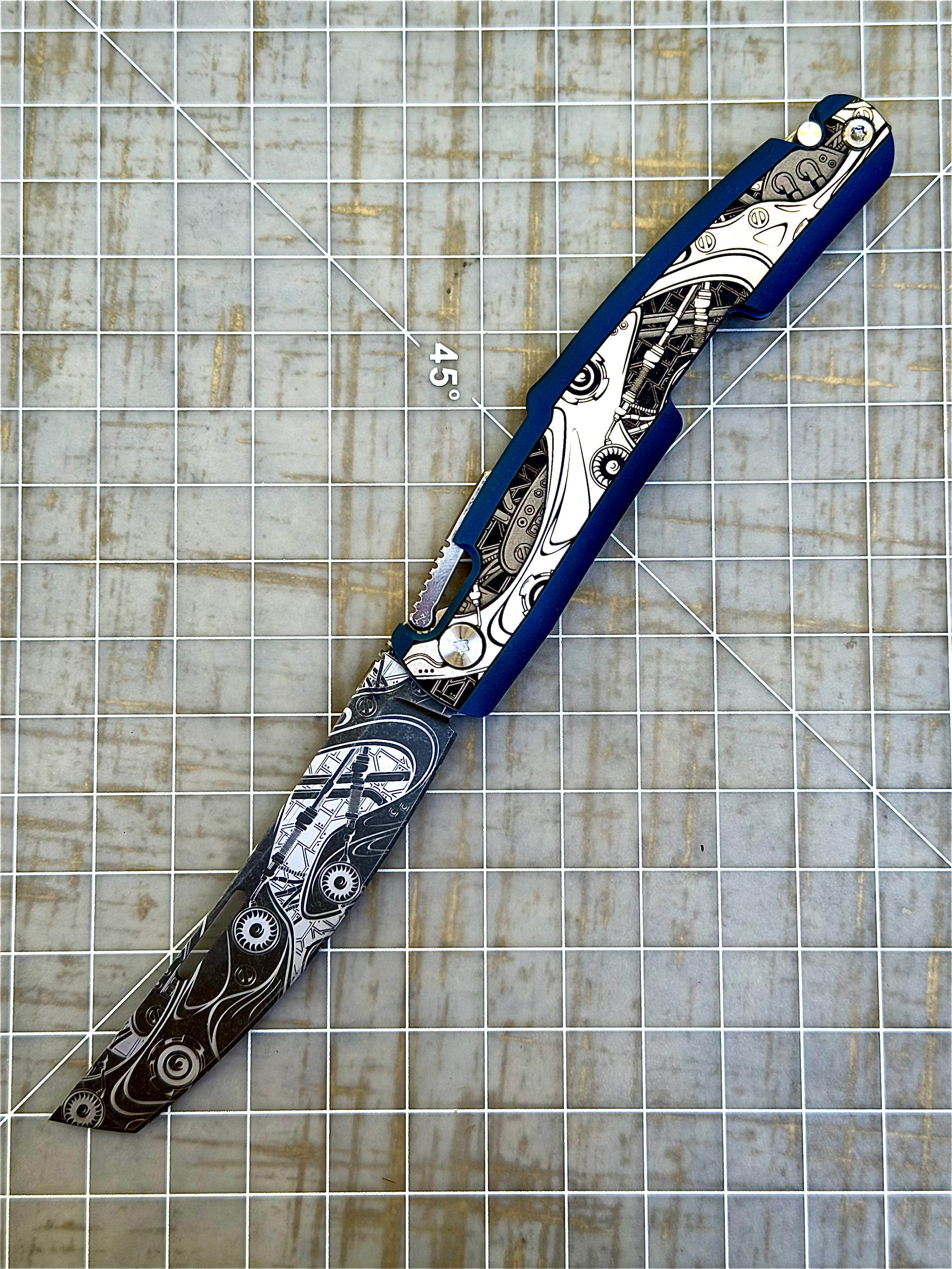 Steampunk Kazekiri Art – Titanium Slipjoint Folder (S35VN)