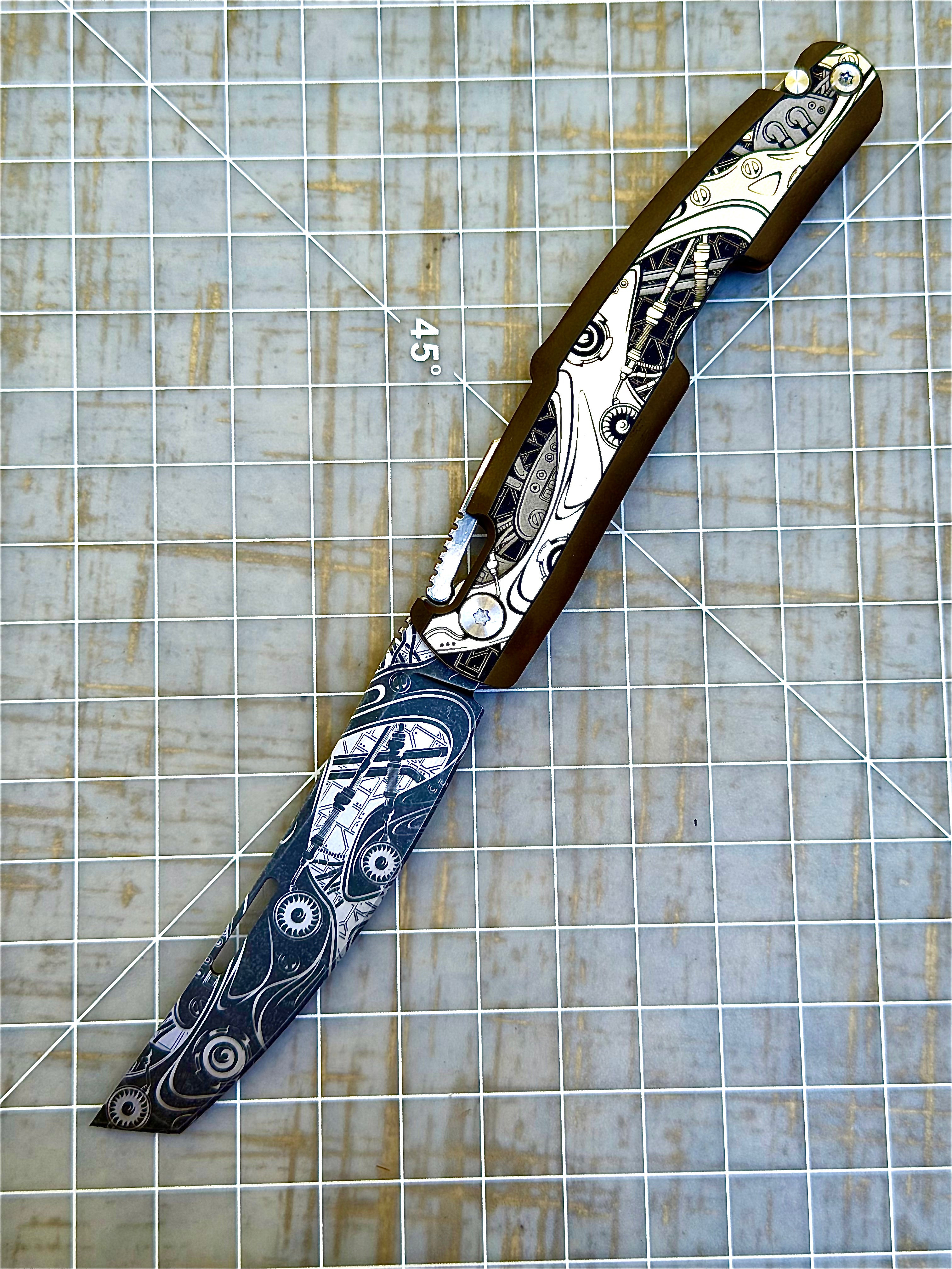Steampunk Kazekiri Art – Titanium Slipjoint Folder (S35VN)