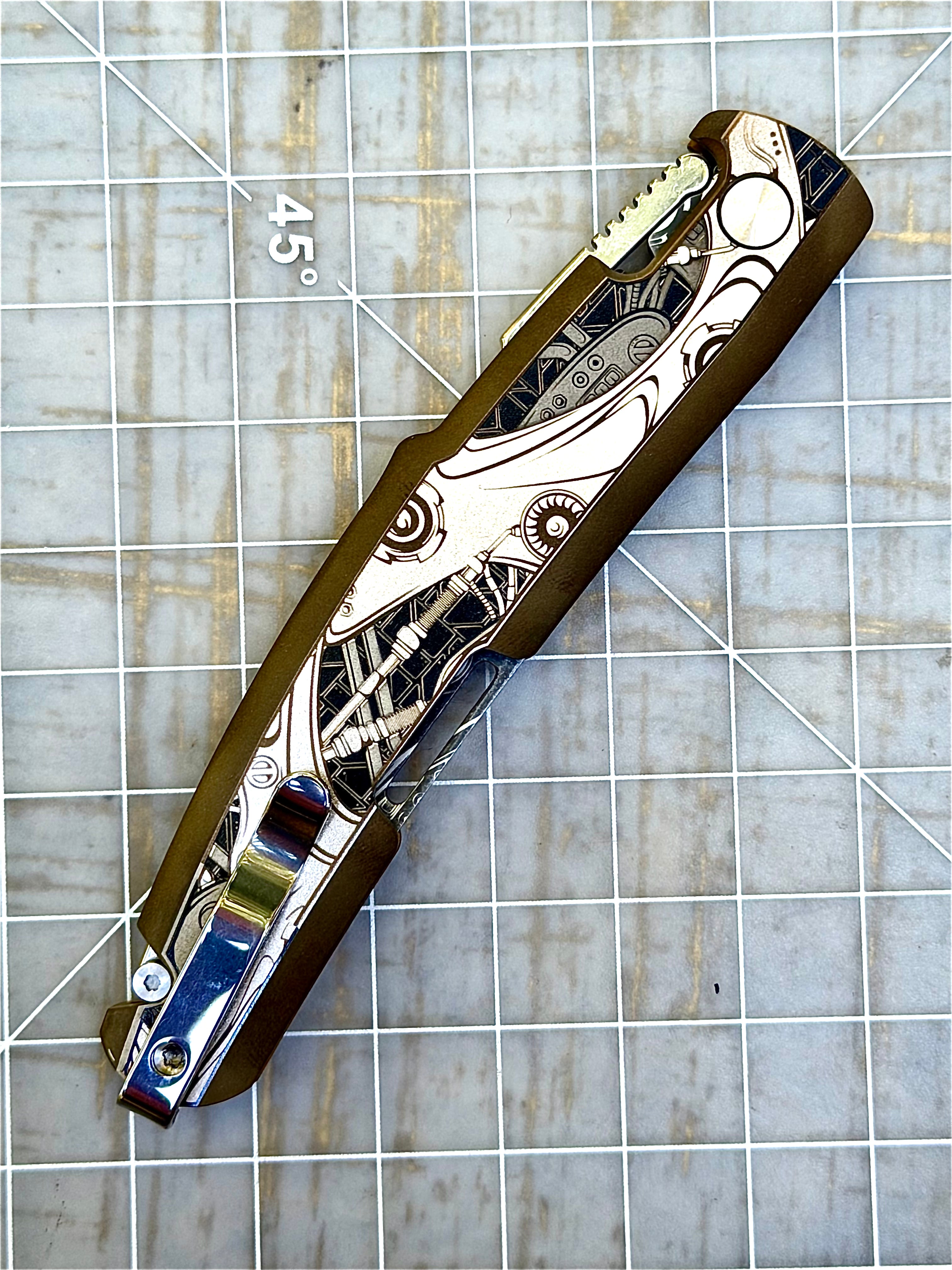 Steampunk Kazekiri Art – Titanium Slipjoint Folder (S35VN)
